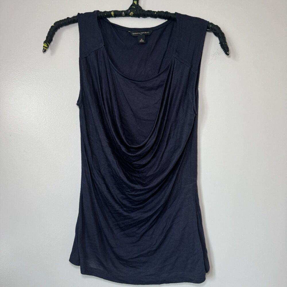 Chic Banana Republic 100% Modal Navy Blue Cowl Neck Top Sz XS Super Soft